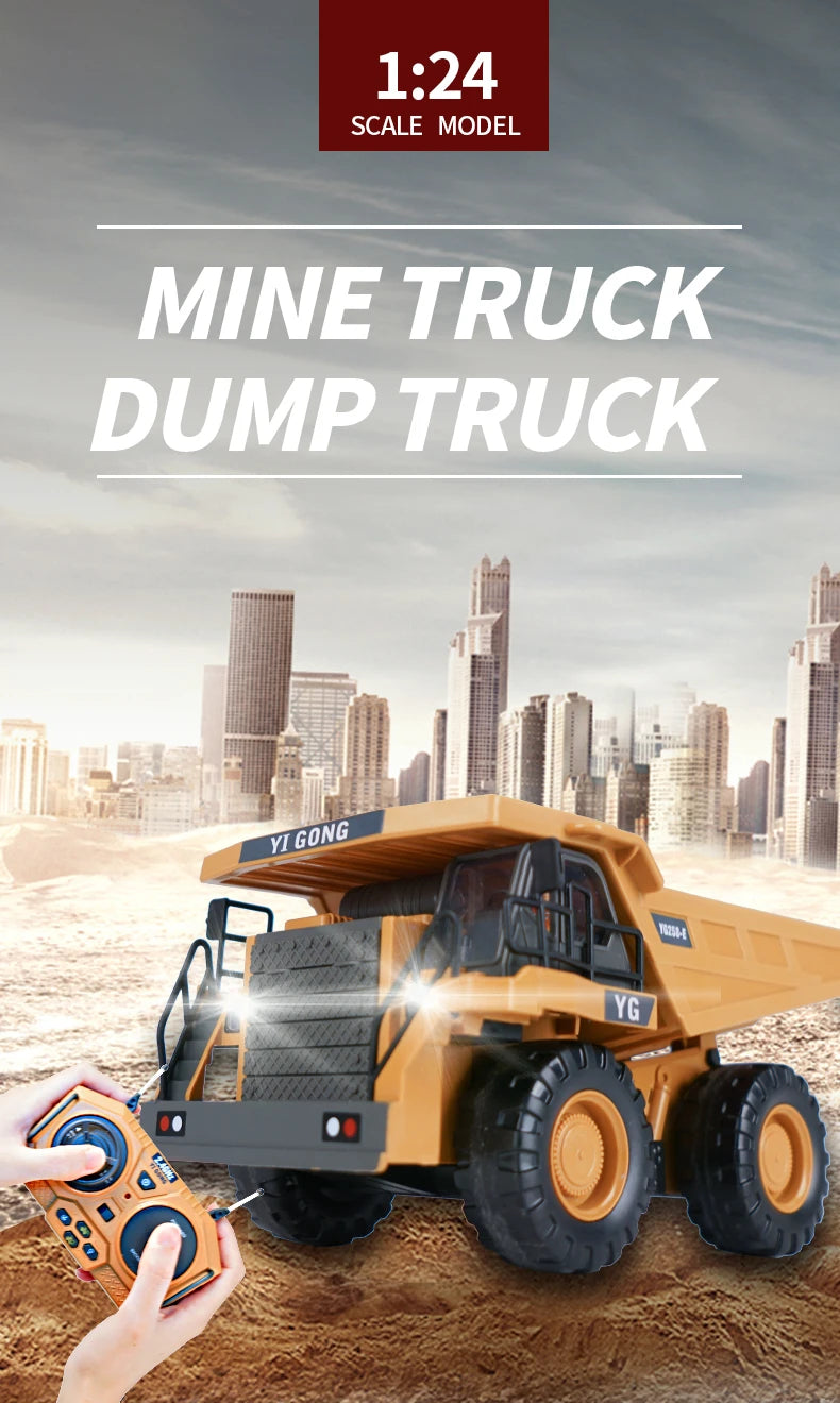 1:20 RC Excavator Dumper Car 2.4G Remote Control Engineering Vehicle Crawler Truck Bulldozer Toys for Boys Kids Birthday Gifts