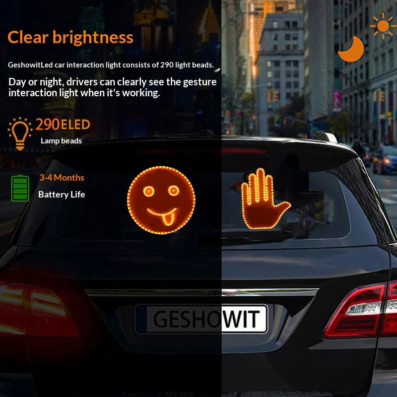 LED Hand Gesture Sign Middle Finger Sign Warning Brake Light Creative Fun Three Models Gesture Lamp Car Interior Rear Windshield