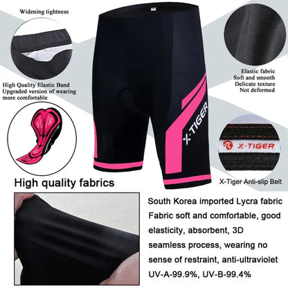 X-TIGER Women Cycling Shorts 5D Gel Padded Shockproof MTB Mountian Bicycle Shorts Road Racing Bike Shorts Summer Outfit Clothing