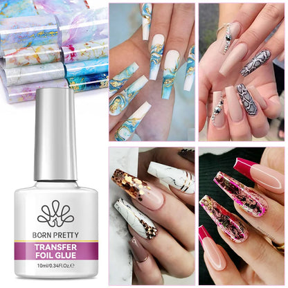 BORN PRETTY Transfer Foil Nail Gel Polish Semi-Permanant Varnish For Adhesive Sticker Nail Glue Soak Off UV LED Gel Nail Art Man