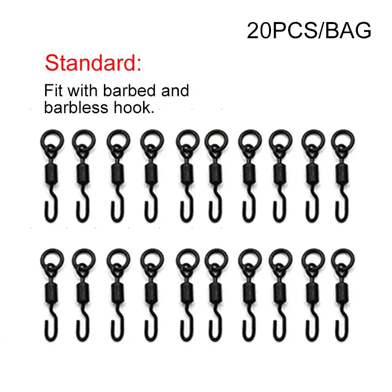 20pcs Carp Fishing Tackle Extra Strong Spinner Swivel  Quick Change Swivels  Hair Chod Helicopter Ronnie Rig Accessories