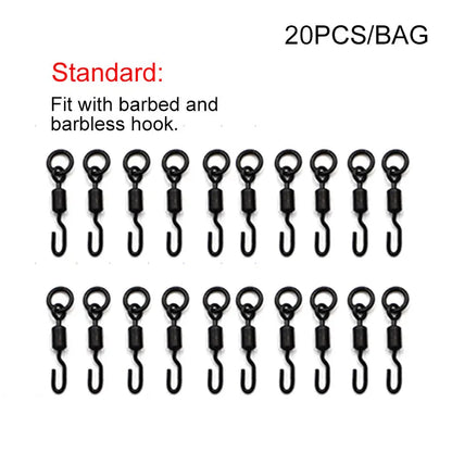 20pcs Carp Fishing Tackle Extra Strong Spinner Swivel  Quick Change Swivels  Hair Chod Helicopter Ronnie Rig Accessories