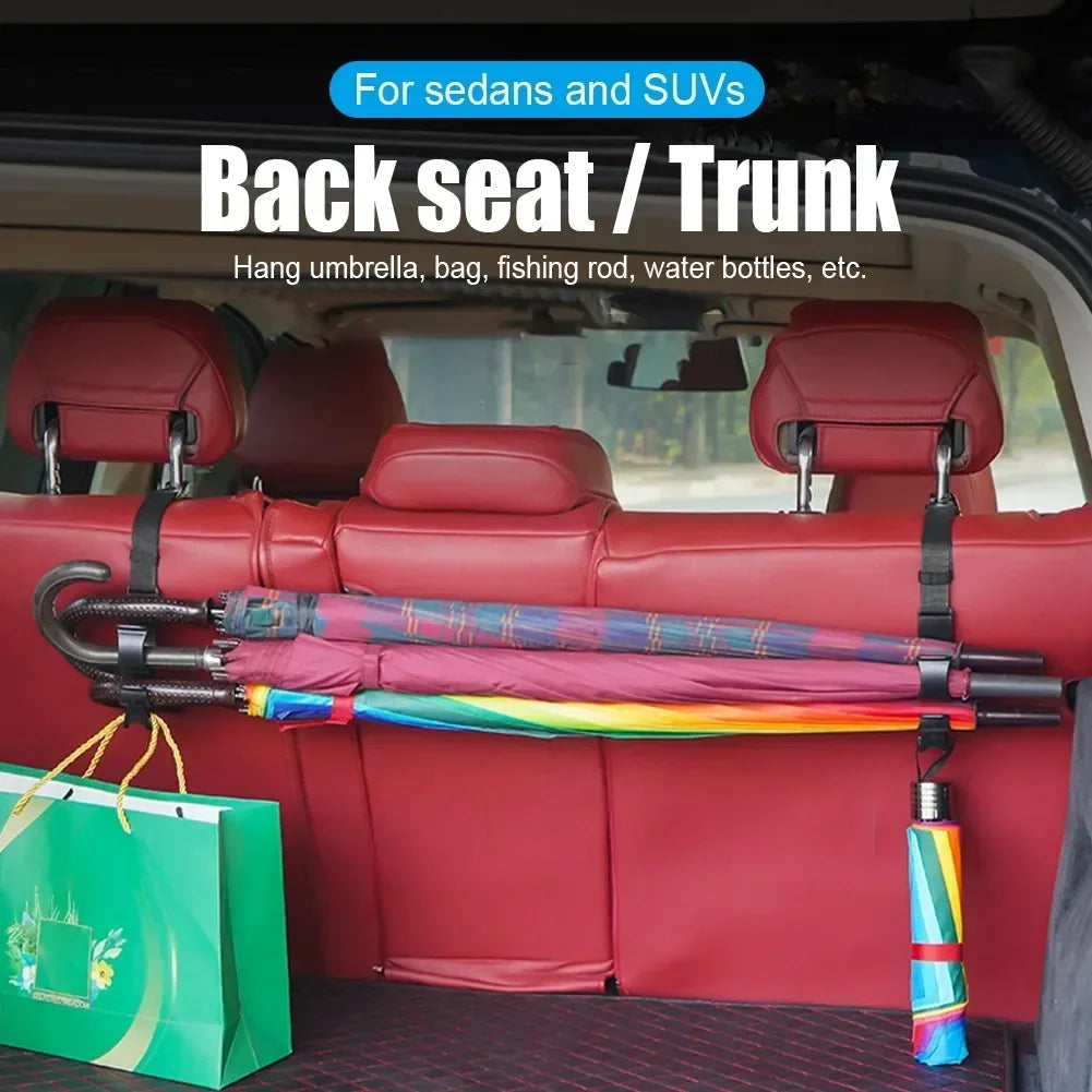 2pcs Car Trunk Storage Hook For Bag Umbrella Fishing Rod Holder Universal Seat Back Organizer Bracket Interior Stowing Tidying