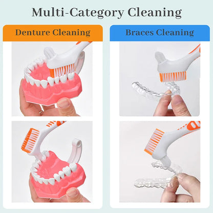 Daily Cleaning of Dentures with Dual Head Toothbrush Braces Orthodontic Retainer Brush Oral Cleaning Brush Oral Cavity Care Tool