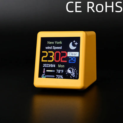Small Portable Smart Wifi Weather Station Display Weather Temperature Humidity Time Alarm Clock Desktop Decoration