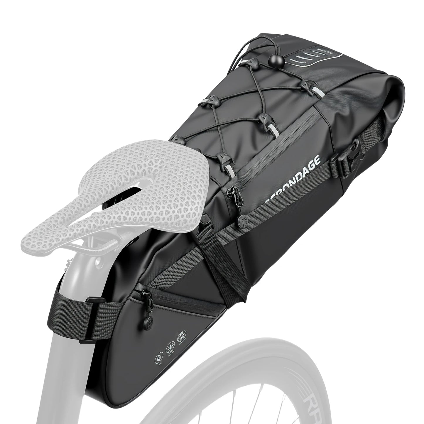 OFFBONDAGE Bicycle Saddlebag Waterproof 15L Large Capacity Bike Bag Cycling Tail Bag MTB Foldable Rear Bag Bike Road Luggage