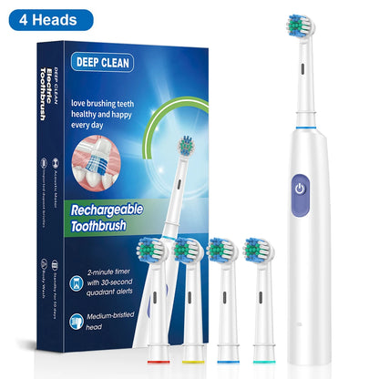 Electric Toothbrush Deep Clean Whitening Teeth for Adult Toothbrush Rotation Ultrasonic Toothbrush with 4/8 Replacement Heads