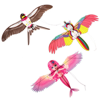 Cartoon Children Kite Mini Plastic Toys Kite + 40cm Hand Brake Fishing Rod Outdoor Fun Sports Toys Kites For Kids Gifts