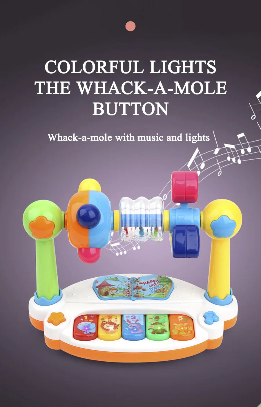 Baby Toys Drum Piano Keys Musical Instrument Kids Toys Rotating Keyboard With Lights Sound Toddlers Educational Christmas Gifts