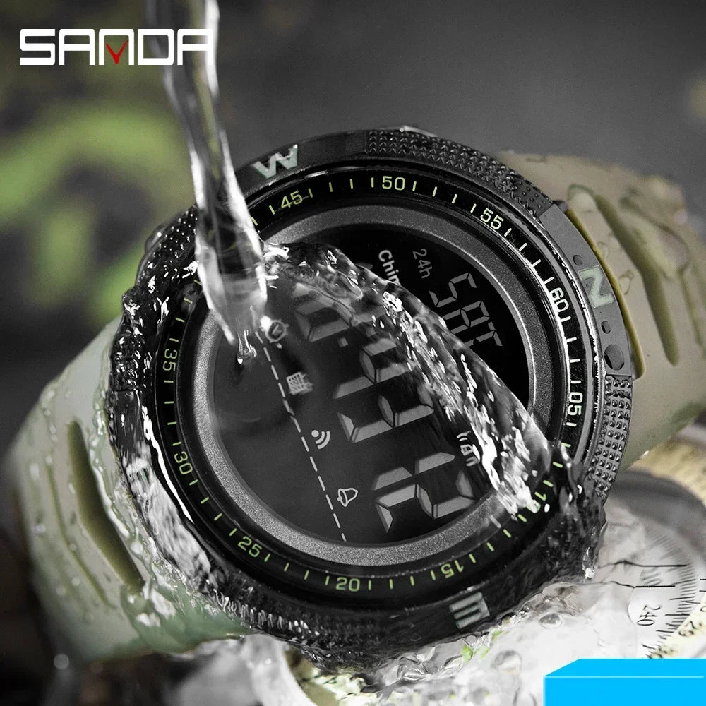 SANDA 6014 Countdown Waterproof Digital Mens Wristwatches Military Sport Watch for Men Clock Shockproof Relojes Para Hombre