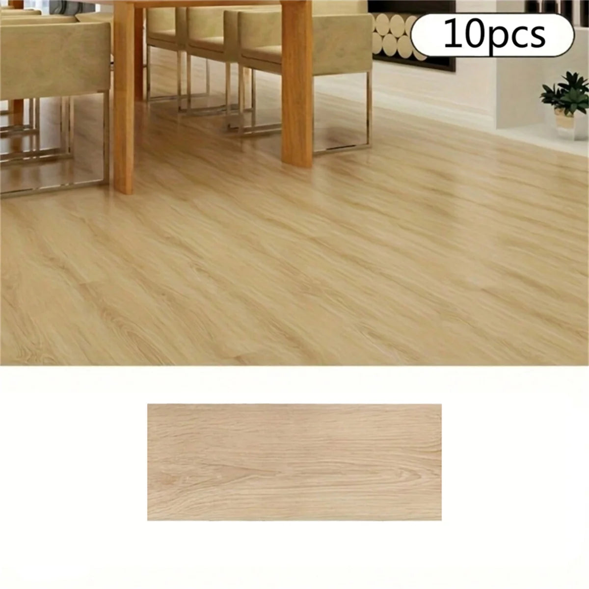 10Pcs 40x15cm PVC Floor Stickers Self-adhesive Stickers Waterproof Thickened Wood Grain Floor Stickers Stickers Living Room