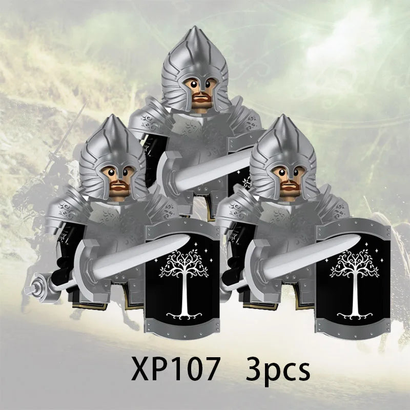 3pcs Lord Rings Elves Orcs Army Dwarf Rohan Mini Action Toy Figures Building Blocks Assembly Toys for Kids Birthday Gift