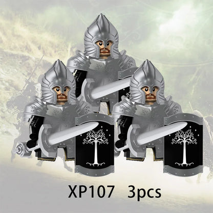 3pcs Lord Rings Elves Orcs Army Dwarf Rohan Mini Action Toy Figures Building Blocks Assembly Toys for Kids Birthday Gift