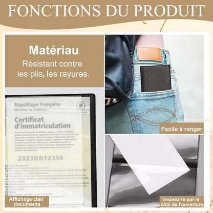 Gray card pocket package and registration Protection cover insurance-plastic transparent pouch for Motorbike Car Documents (1/2, black)