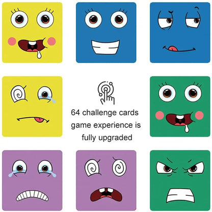 Children's Wooden Four Person Battle Face Changing Facial Expressions Magic Cube Building Blocks Wooden Interactive Games