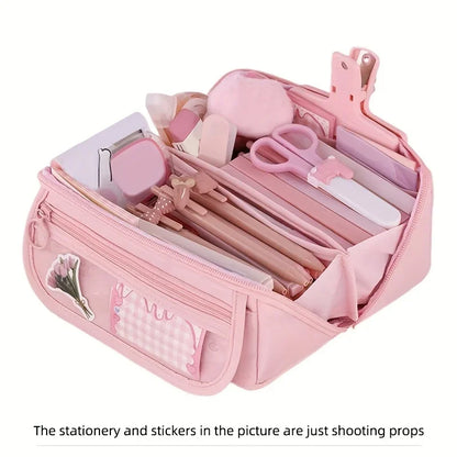 1pc large capacity learning pencil case with multifunctional desktop organization and storage stationery box for boys and girls