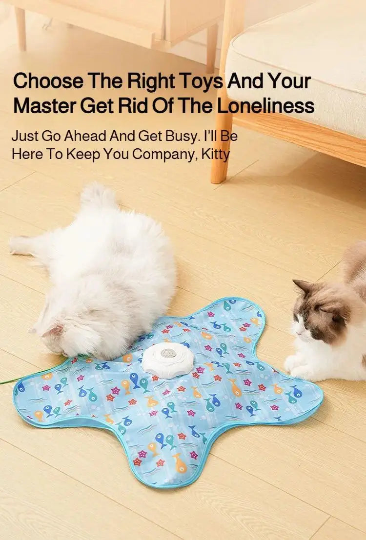 Cat Toys Interactive Hide and Seek Cat Toy with Mouse Squeaky Motion Activated Moving Concealed Feathers Kitten Teaser Toy