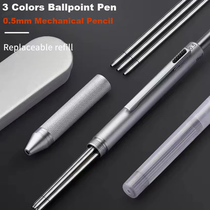 Multifunctional 4-color-in-one gravity-sensing pen metal ballpoint pen/Mechanical Pencil,Black/Red/Blue Ink Oil Signing canetas