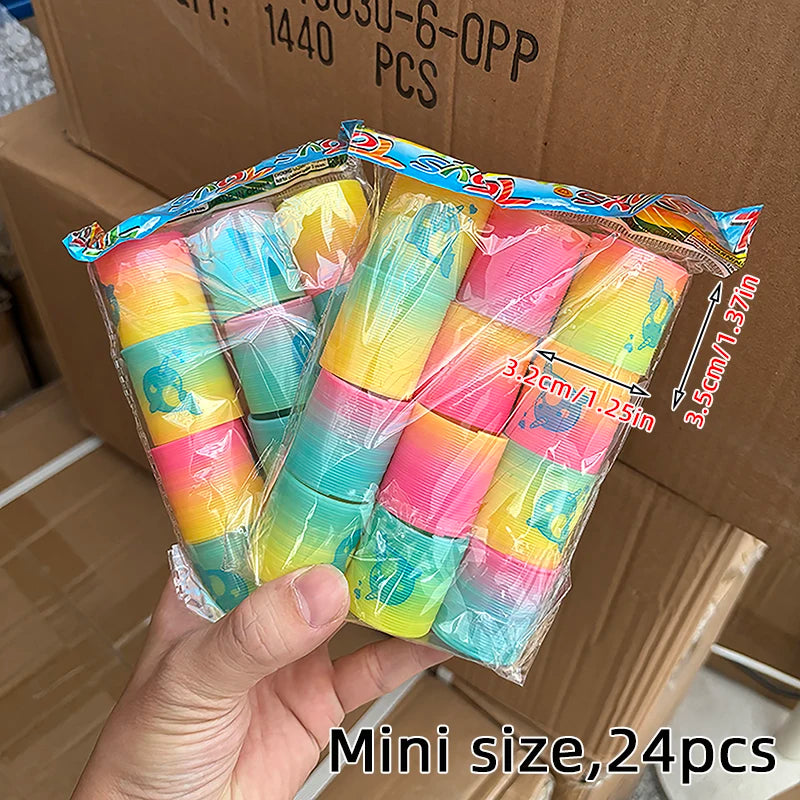 12/24 Rainbow Magic Springs Circle Toys Kids Birthday Party Favors Guests Giveaway Small Gifts Pinata Fillers Flexible Funny Toy