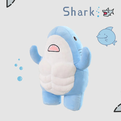 35cm Muscle Shark Plush Toys Stuffed Ocean Whale Fish Stuffed Animals Soft Plushie Dolls Kids Birthday Gifts Valentine's Day
