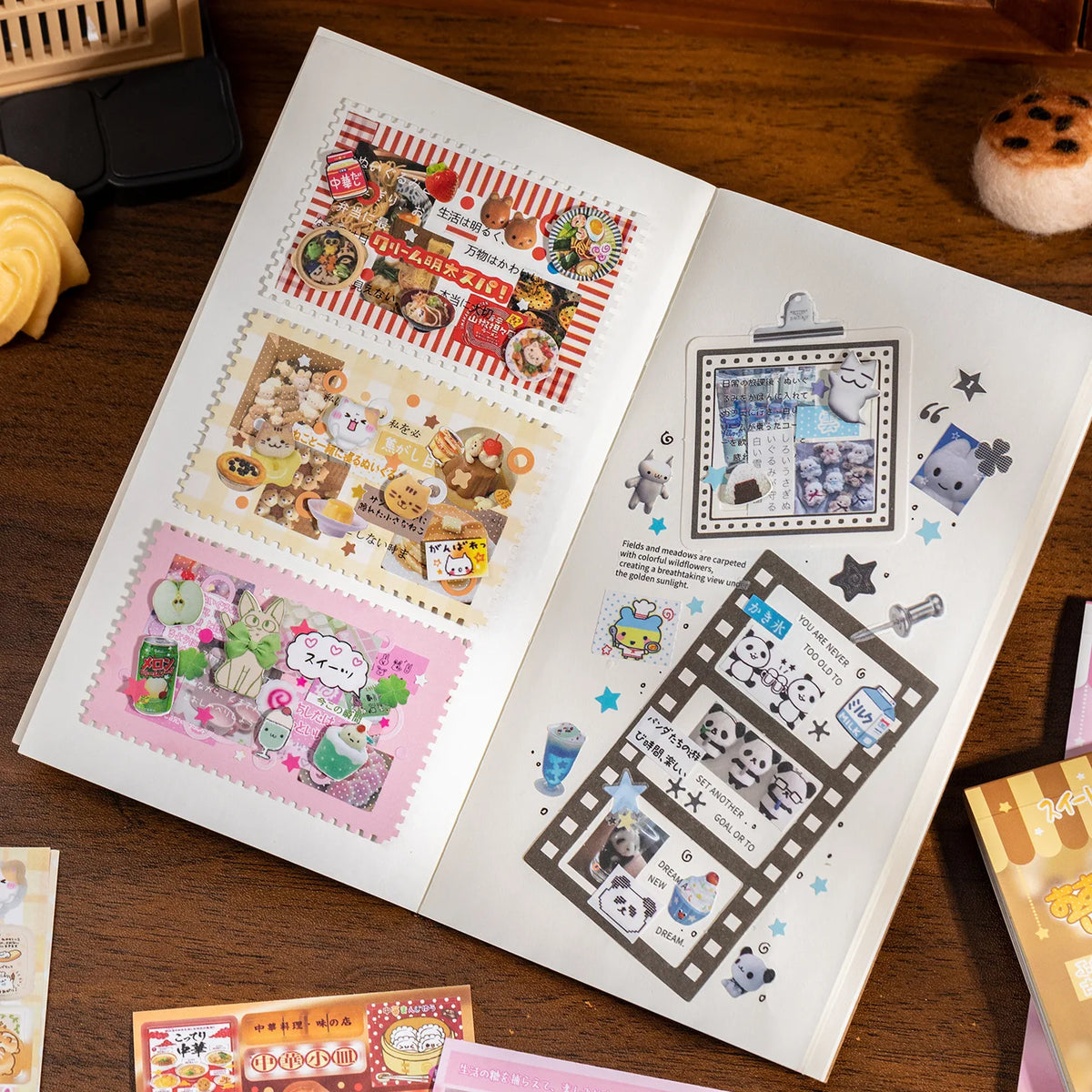 20 Sheets Sweet Dream Duet Japanese Retro Sticker Book, Vintage Kawaii Aesthetic Stickers for Scrapbooking, Journal, DIY 