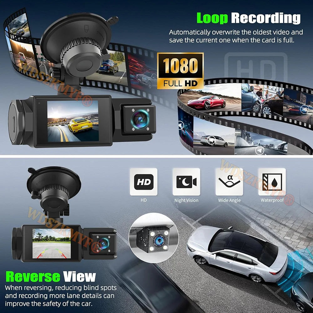 3LENS WIFI Dash Cam Car Camera 1080P Video Recorder Car DVR 2Len Front Options Rear View Camera Night Vision Car Accessories