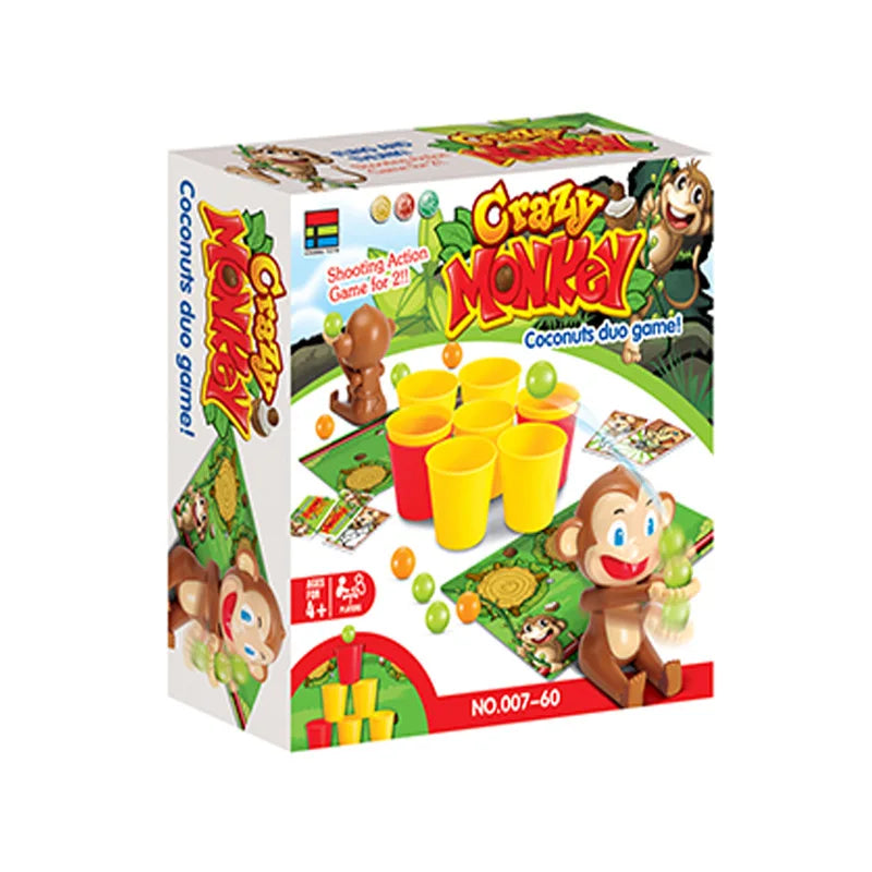 Crazy Monkey Party Board Games Toys Two People Competition Party Table Games Toys Cartoon Monkey Shooting Ball Interactive Toy