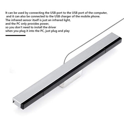 Wired Motion Sensor Receiver with Extension Cord Wired USB Infrared Ray Sensor Receiver IR Signal Ray for Nintendo Wii/Wii U