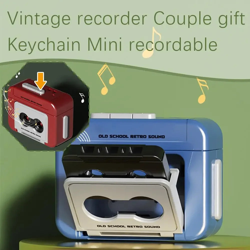 Retro Recorder Mini Portable Fun Music Box Creative Funny Mini Radio Recorder Music Classical Bag Ornaments Keychain Gift