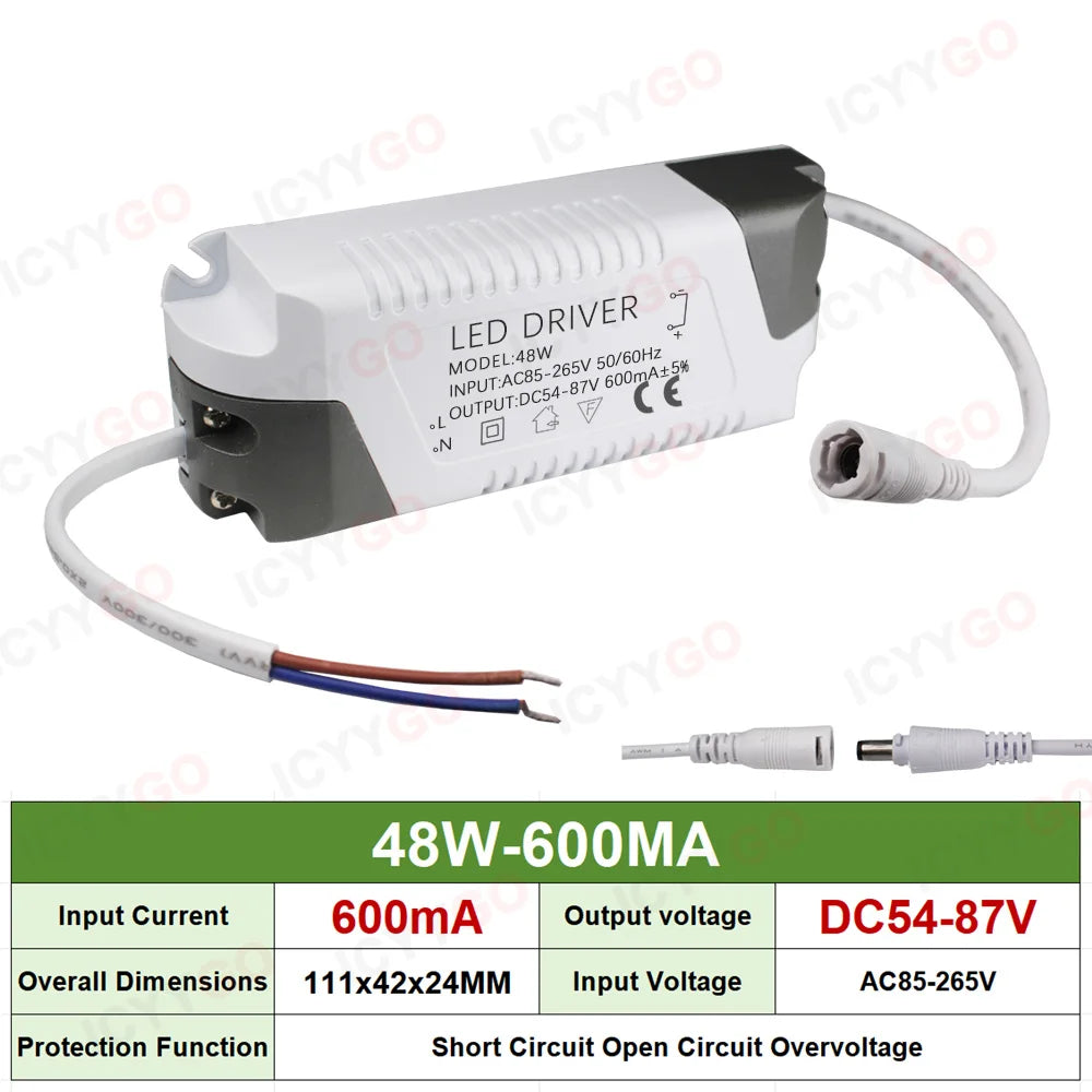 LED 3-4W 4-7W 8-12W 18-25W 25W-36W 40W 50W 300MA 600MA 900MA 1200MA 1500MA LED Constant Current Driver Transformer Power Supply