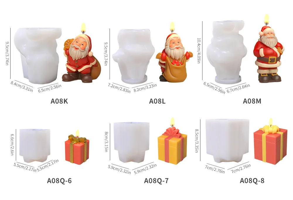 Christmas Santa Claus Silicone Candle Molds Aromatherapy Gypsum Soap Baking Mould Festival Ornament Decor Xmas Gifts Making Mold