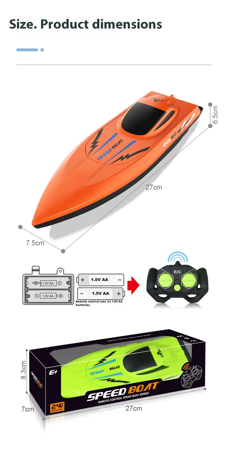 High Speed RC Boat Remote Control - Waterproof Kids Pool Racing Toy for Outdoor Lakes & Ponds Ideal Birthday Gifts For Kids Boys