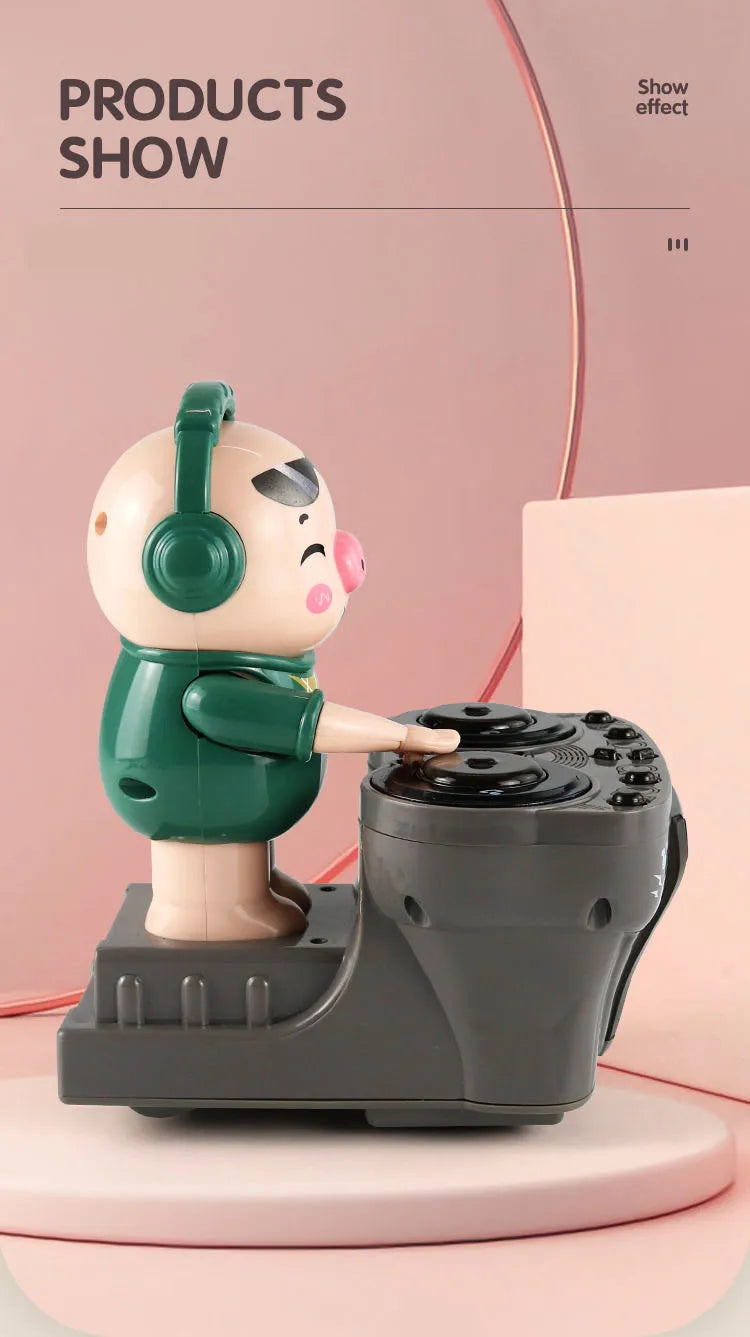 Children's Dancing Rock DJ Pig Electric Toys Cartoon Piggy Dolls Disc Swing With Lights Music Toys for Boy Girl Christmas Gifts