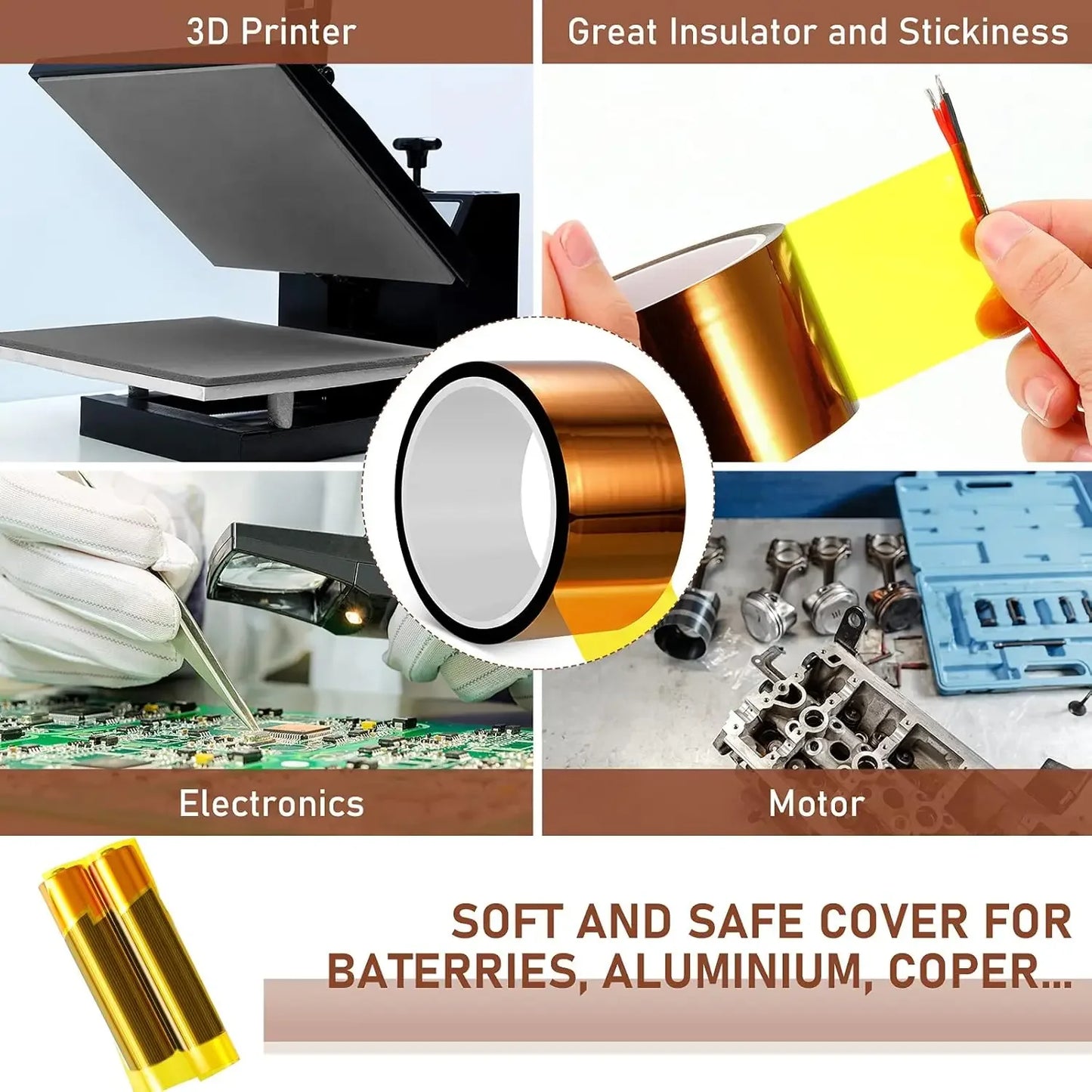 1PC Self Adhesive Tape 33M High Temperature Resistant Tape Electronics Industry Welding Polyimide Capton Insulating Tape
