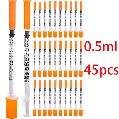 45pcs/20pcs/3pcs 0.5/1ml Disposable Veterinary Syringes with Needles for Pets and Farm Animals