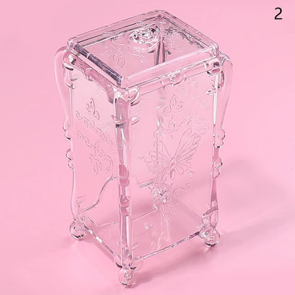 Cotton Pad Nails Storage Box Butterfly Transparent Pink Design Napkins Container Brush Organizer Makeup Case Nail Art Tools