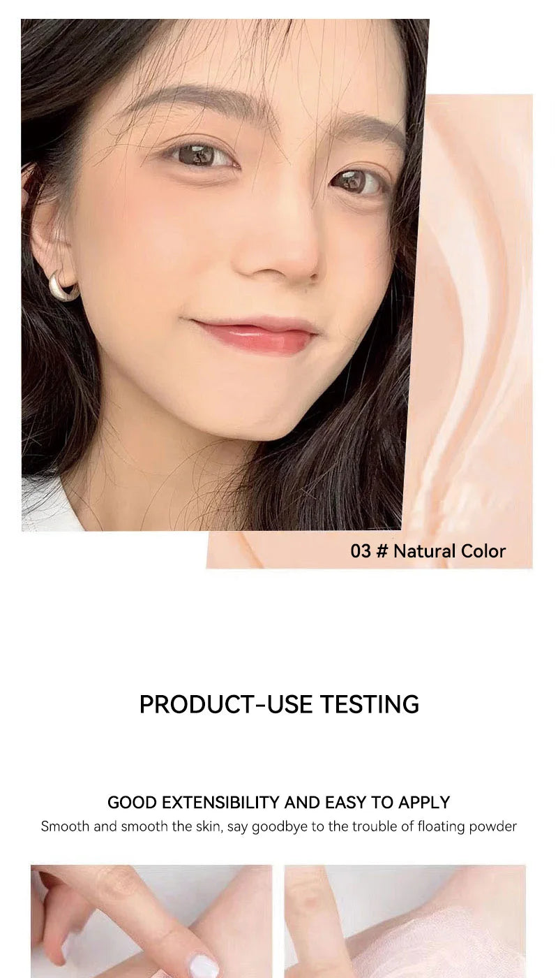 The liquid foundation is light, matte, naturally brightening, and does not come off makeup. The natural complexion is frosty,