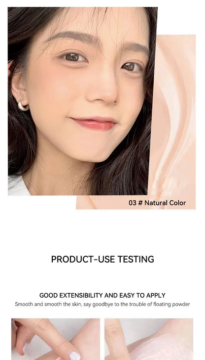 The liquid foundation is light, matte, naturally brightening, and does not come off makeup. The natural complexion is frosty,