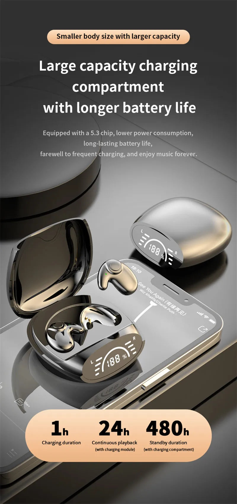 Invisible Sleep Earbuds Mini Wireless Earphones Bluetooth 5.3 Headphones HiFi Stereo Sports Noise Reduction Headsets for XIAOMI