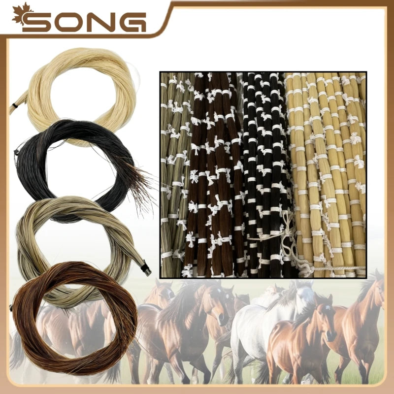 150g natural Siberia Horsehair HorseTail for violin viola cello bass erhu bow hair horse tail Violin Replace Accessories