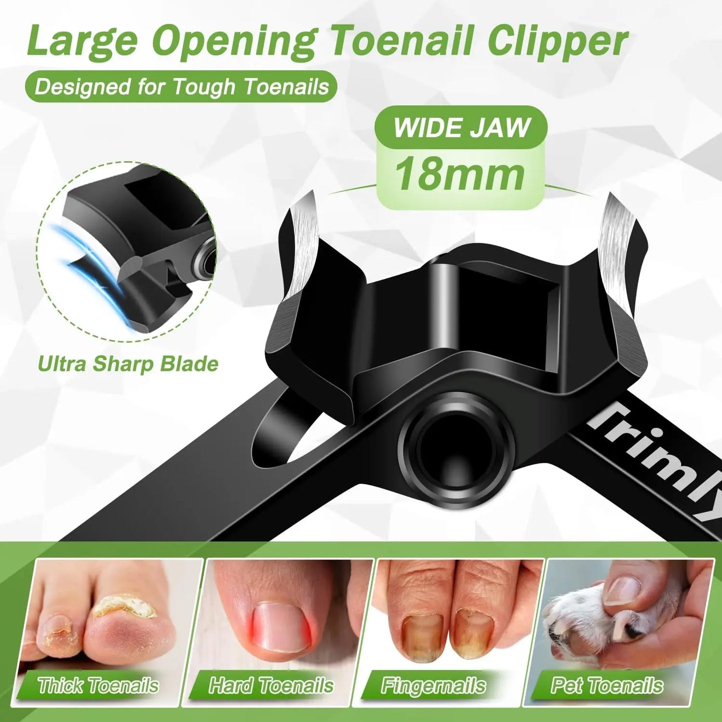 Heavy Duty Toenail Clippers Kit for Thick Toenails Seniors Toe Nail Clippers Upgrade Angled Head Ingrown Large Toe Nail Clippers