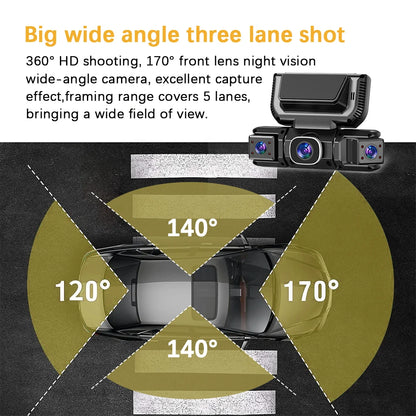 New WIFI 4Channel 360 Degree  Car Dvr 1080P Video Recorder WiFi APP Dashcam 24h Parking Monitor Rear View Camera Car Recorder