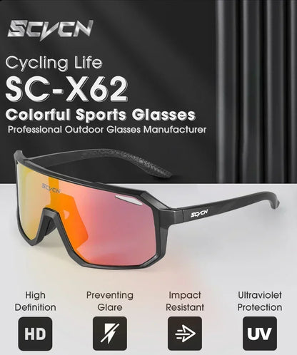 SCVCN New Sports Men UV400 Cycling Glasses Bike Sunglasses Outdoor Eyewear  MTB Bicycle Women Riding Hiking Goggles