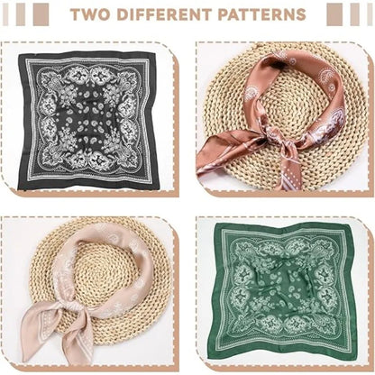 68cm Paisley Small Cashew Flower Scarf for Women Spring and Summer Thin Satin Square Scarf Retro Versatile Headscarf Shawl
