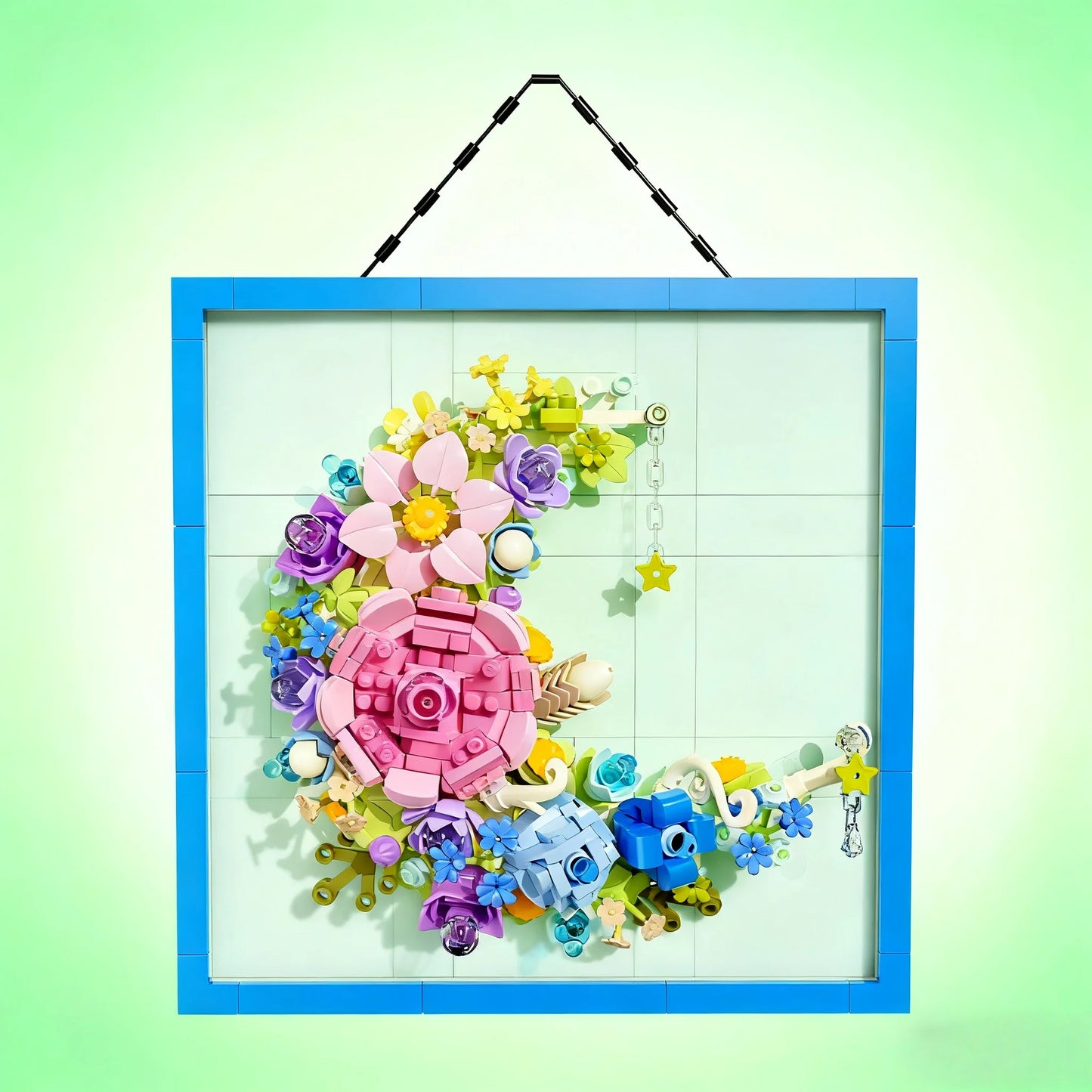 KNEW BUILT Innovative Building Block Flower 3D Photo Frame Ornament-Ideal DIY Decor,Gift for Girl,Wall Hanging & Educational Toy