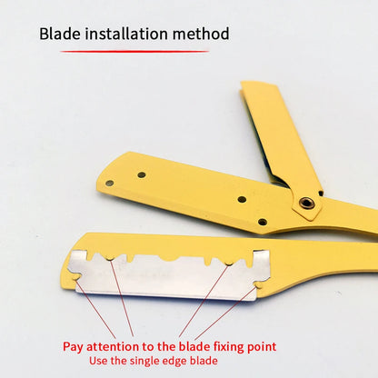 Men's Straight Hairdresser Razor Hair Removal Shaving Armpit Hair Pubic Hair Folding Razor Hair Removal Tool (Without blade)