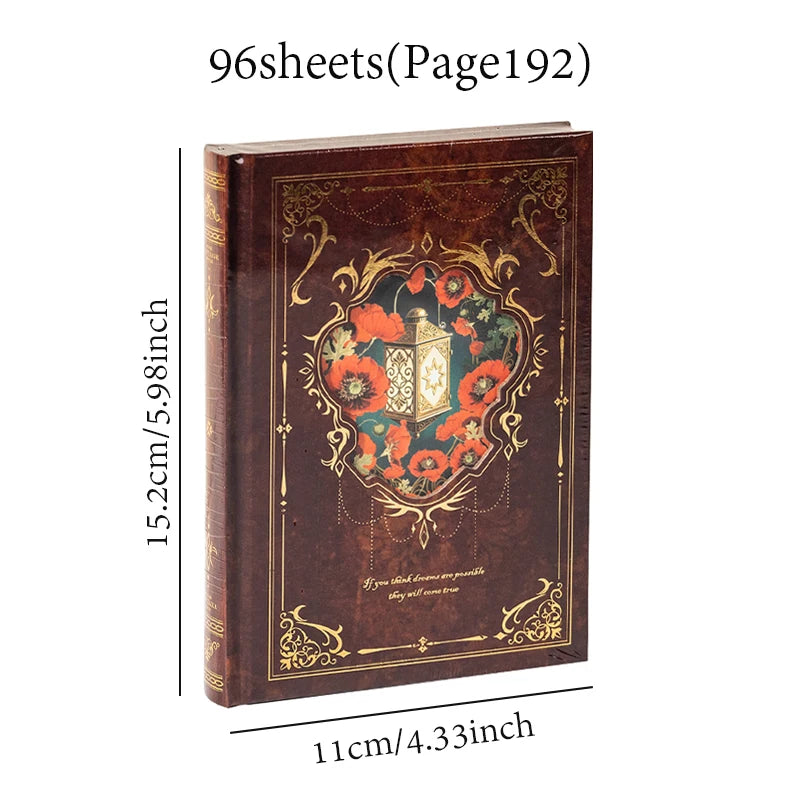 Mr.Paper 192pcs Vintage Style Notebook Set, Gold Foil Writing Pad for Journaling Note Taking, Retro Stationery Paper Sheets