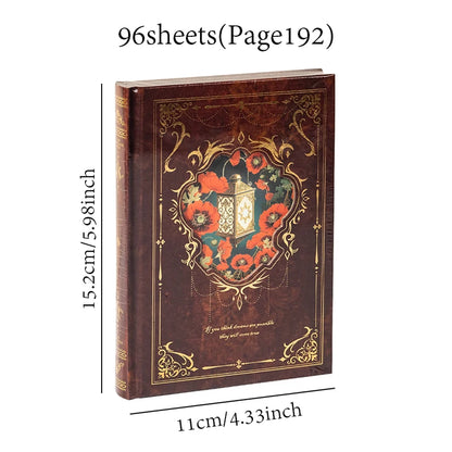 Mr.Paper 192pcs Vintage Style Notebook Set, Gold Foil Writing Pad for Journaling Note Taking, Retro Stationery Paper Sheets