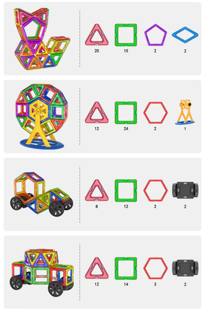 large Magnetic tiles Designer Magnet Building Blocks Accessories Educational Constructor Toys For Children Kids Girls Set Gift