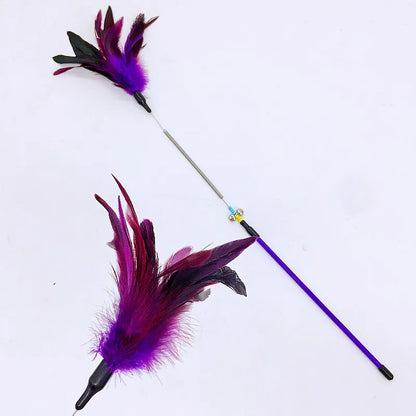 Cat Toy Feather Cats Sticks Teaser Cat Toys Interactive Spring Handle Kitten Toys with Bell Training Cats Stick Toy Pet Supplies